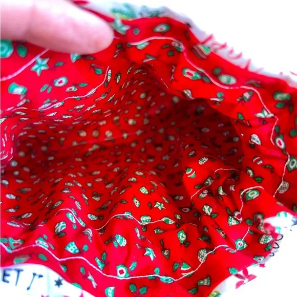 HAND CRAFTED Colorful Festive Christmas Eco Friendly Reusable Fabric Gift Bag - Picture 5 of 6
